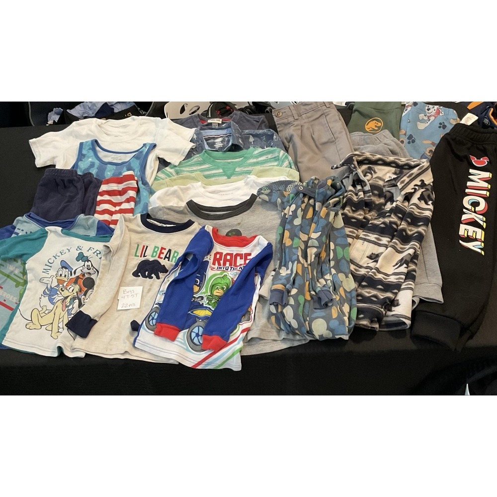 Boys 5T Mixed Brands Outfit Lot 4T-5T Mickey Paw Patrol PJ Masks Clothes 22pc